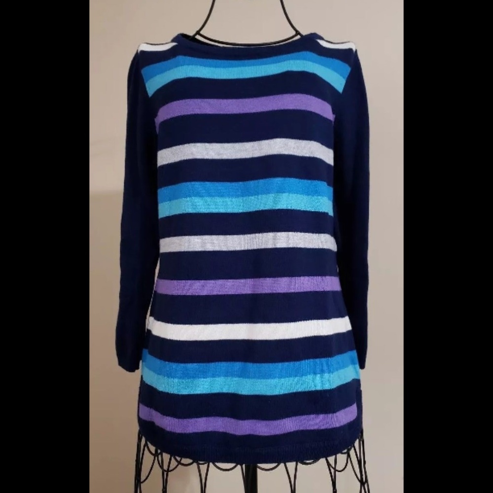 Talbots Striped Sweater 3/4 Sleeves Stretch